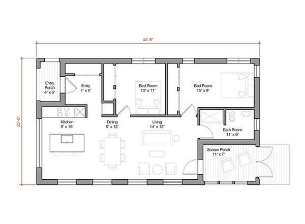 1000 square foot energy-efficient prefab house plan by GO Logic