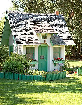 Your very own tea house / tiny cottage  in the garden? I'll take one in every color please!! #shed …