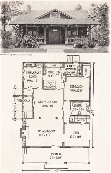 1916 California Bungalow - 1200 sq. ft. - Helen Lukens Gaut - Old house plans for little homes