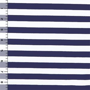 Deep Navy and White Stripe Ponte de Roma Fabric