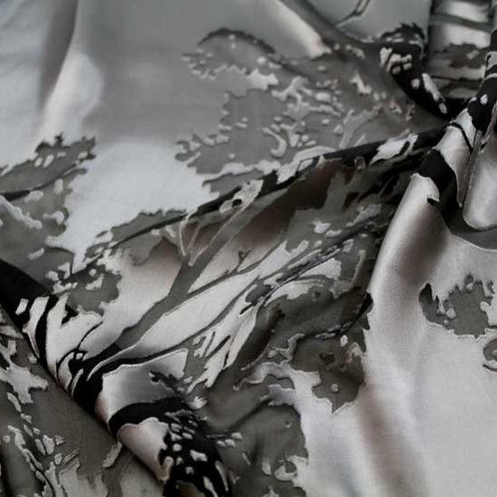 Fabulous Silk-Blend Burnout - Steely Gray/Black - Gorgeous FabricsGorgeous Fabrics