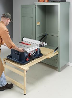 drop-down table saw cabinet