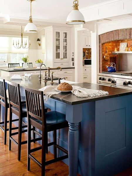 add color to a neutral kitchen by painting the island