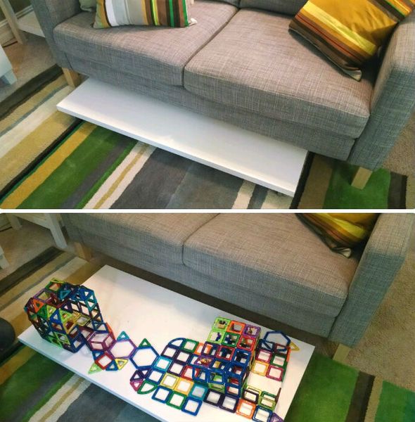 Short on space for play? Build a DIY hideaway play surface for the family using a LINNMON table top…