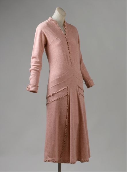 Gabrielle 'Coco' Chanel day dress of wool knit with braided self-fabric trim, c. 1924