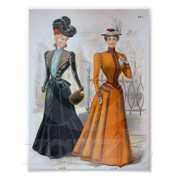 Vintage Women's Fashion 1890's Print