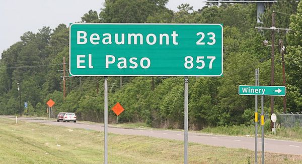 Sign as soon as you cross into Texas from Louisiana on I-10