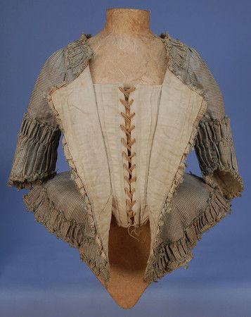 PLAID SILK CARACO JACKET, c. 1770