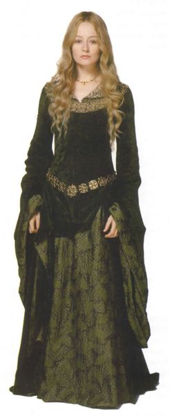 Eowyn in a green velvet and brocade gown. From The Lord of the Rings: The Two Towers.