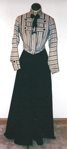 1900-1910 black, tan, and cream Day Dress.
