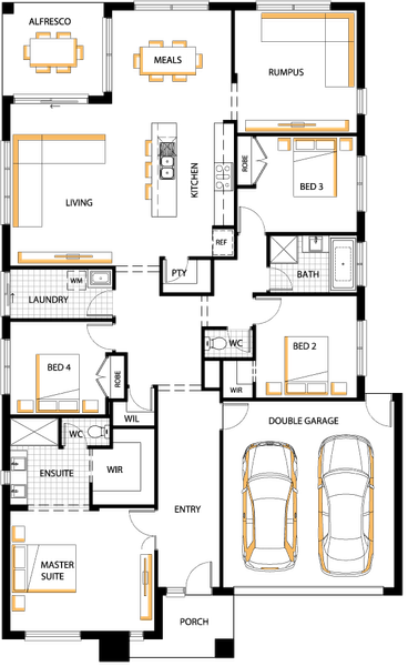 Aspen flooplan House Length 21.15 m House Width 12.80 m House area 241.54 m2