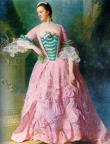 1759 Lady Louisa Conolly, née Lennox, in court dress at age 15, a bride by Allan Ramsay (location …