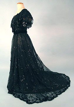 Black Sequined Ball Gown  c.1890