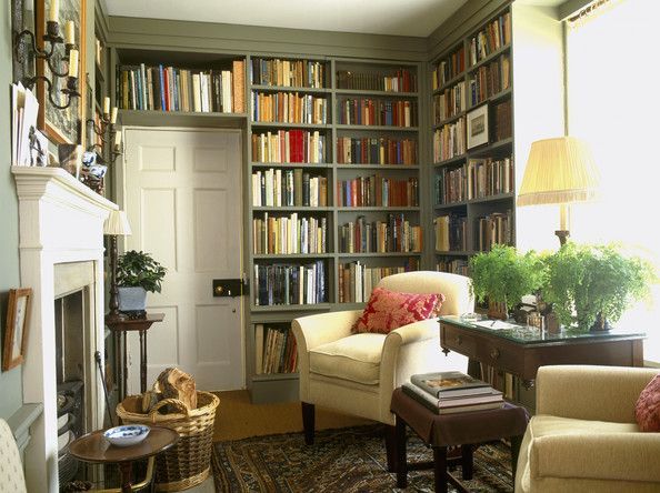 cosy green English library