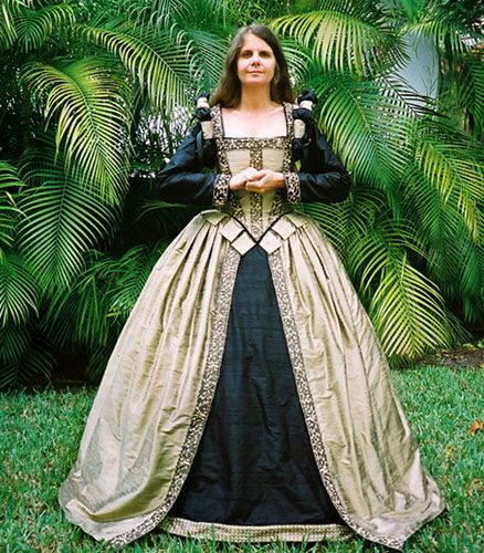 SCA Elizabethan blue / gold silk renaissance gown