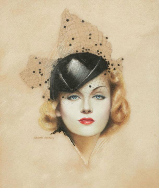 CHARLES GATES SHELDON (American, 1889-1960)  Carole Lombard, Motion Picture magazine cover, 1936  P…