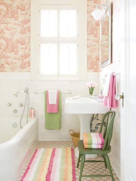 Vintage Style Bathroom with sweet colors!