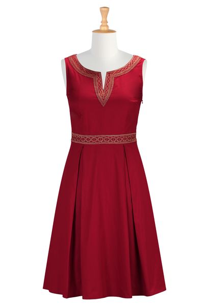Crimson Red Poplin Dress