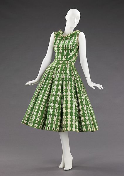 1952 Carolyn Schnurer "The Rice Bowl Dress: The skirt, which is vertically boned, was inspired by J…