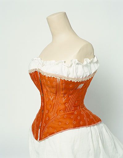 orange 1860-1870 corset located in Manchester art Gallery