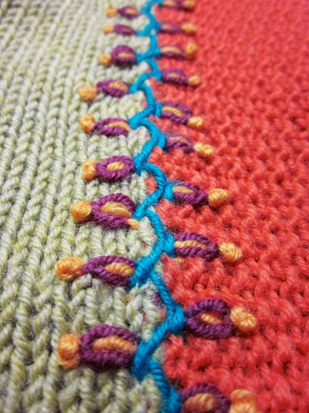 Embroidery along seam