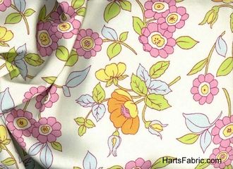 Rayon and Cotton Fashion Fabric Cream Floral
