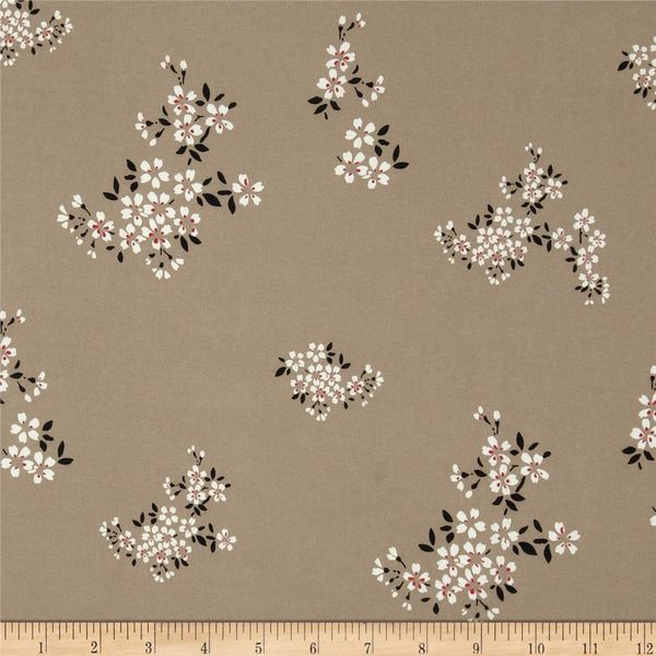 Crepe De Chine Floral Taupe