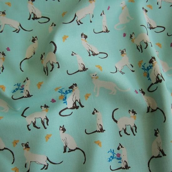 Makower Siamese Cats Cotton Fabric | Guthrie & Ghani