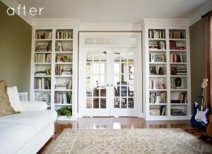 French doors separating the music room from the rest of the home