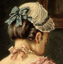 The Maid's Cap    Detail of 1775 painting by Pehr Hilleström