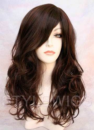 Long Full Volume Wavy Dark Brown & Red Mix Wig TIBC 4/130
