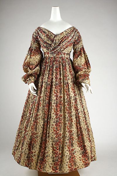 1835–36 American or European Cotton Dress
