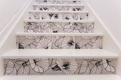 such a cute idea...: wallpapered stairs ~ via clever spaces / ferm living