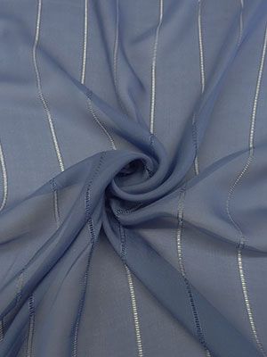 Stone Blue Stitch Stripe Silk chiffon 44W (6)