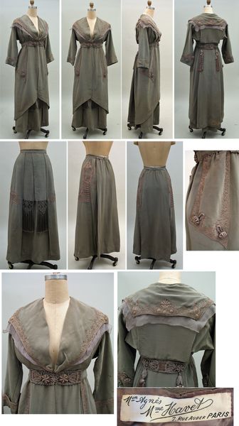 c. 1912 French Couture Walking Suit By Mme. Havet for the House of Agnes "The  fabric is a silk fai…