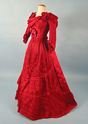 1890s Red silk evening gown via Whitaker Auctions