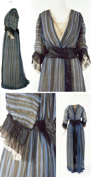 Afternoon dress, Worth, ca. 1910. Silk chiffon. Dress reflects fashion for the far east in its kimo…