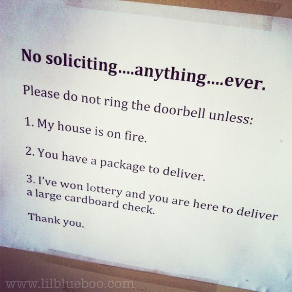 No Soliciting Sign......