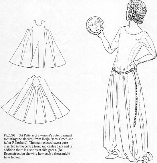 Cotehardie diagram from the Museum of London\'s Textiles and Clothing book.