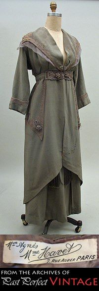 1912 Agnes/Mme Havet Couture Suit in greige silk faille
