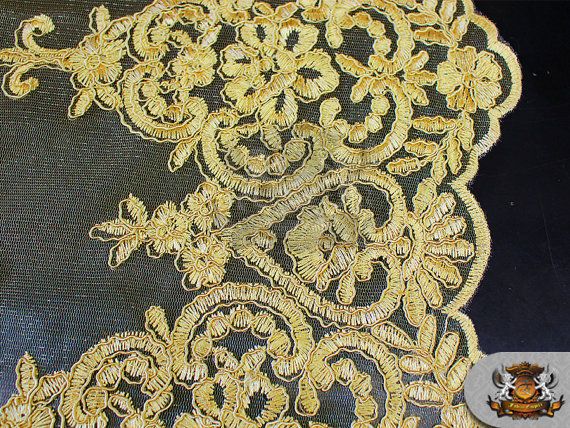 Mesh Lace Embroidery FREESIA Fabric 04 GOLD / 51 by FabricEmpire (5)