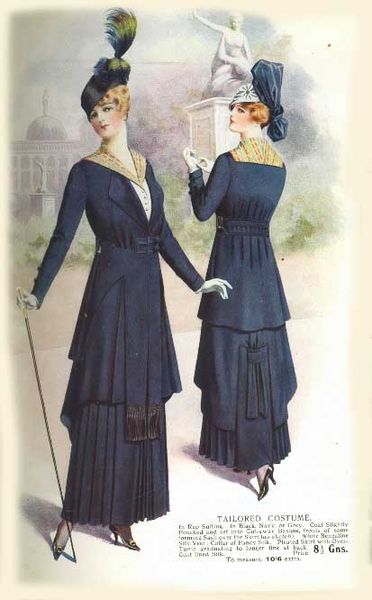 1915 fashion plate, from an English dairy, skirts shorter end of year