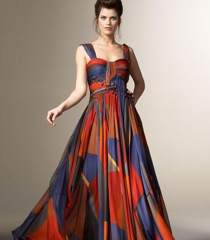 Alberto Makali Abstract-Print Chiffon Gown Photograph