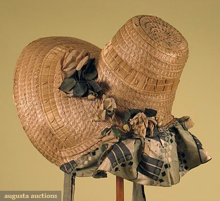 Fancy Straw Bonnet, American 1820s 1830s