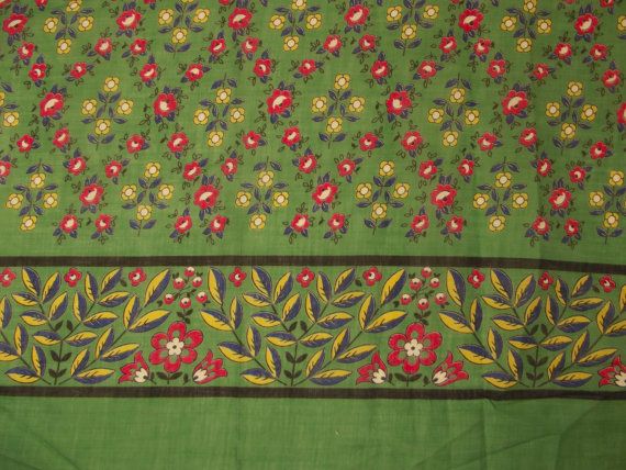 1930s 40s BLOOMS BERRIES & LEAVES on Green by lostnfounddrygoods, $54.00