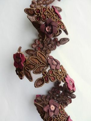 Embellished Trim:  Brown, Burgundy, Bronze 1" Trim w/Sequins
