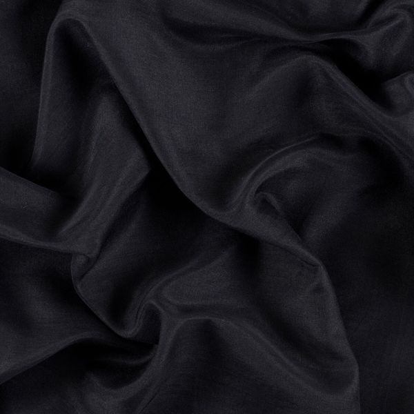 Black Solid Silk-Cotton Sheer
