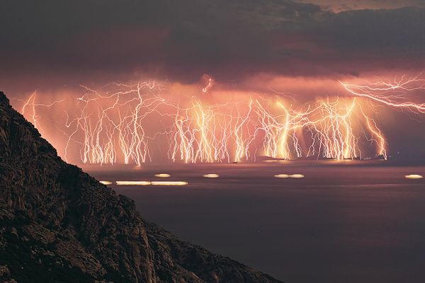Crazy multiple exposure lightning over Greece