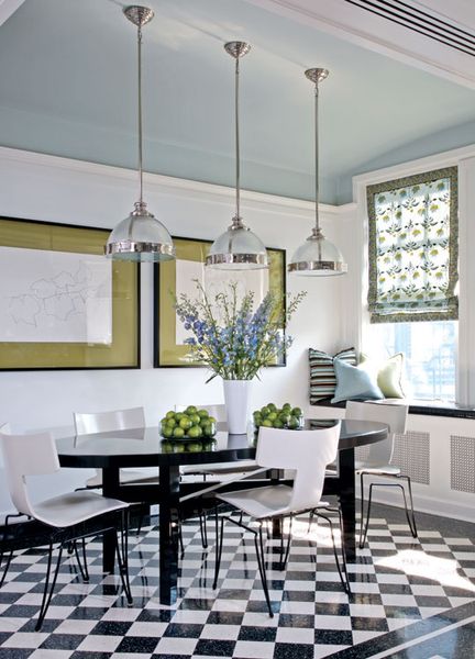 Love the painted tray ceiling and pendants (House of Turquoise)