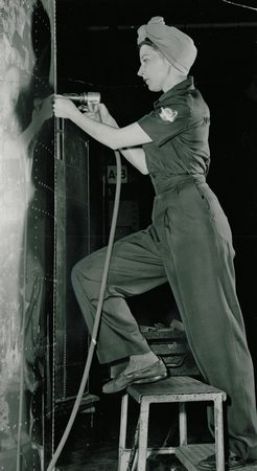 Mrs. Vivian Spear at a Boeing plant, 1943.